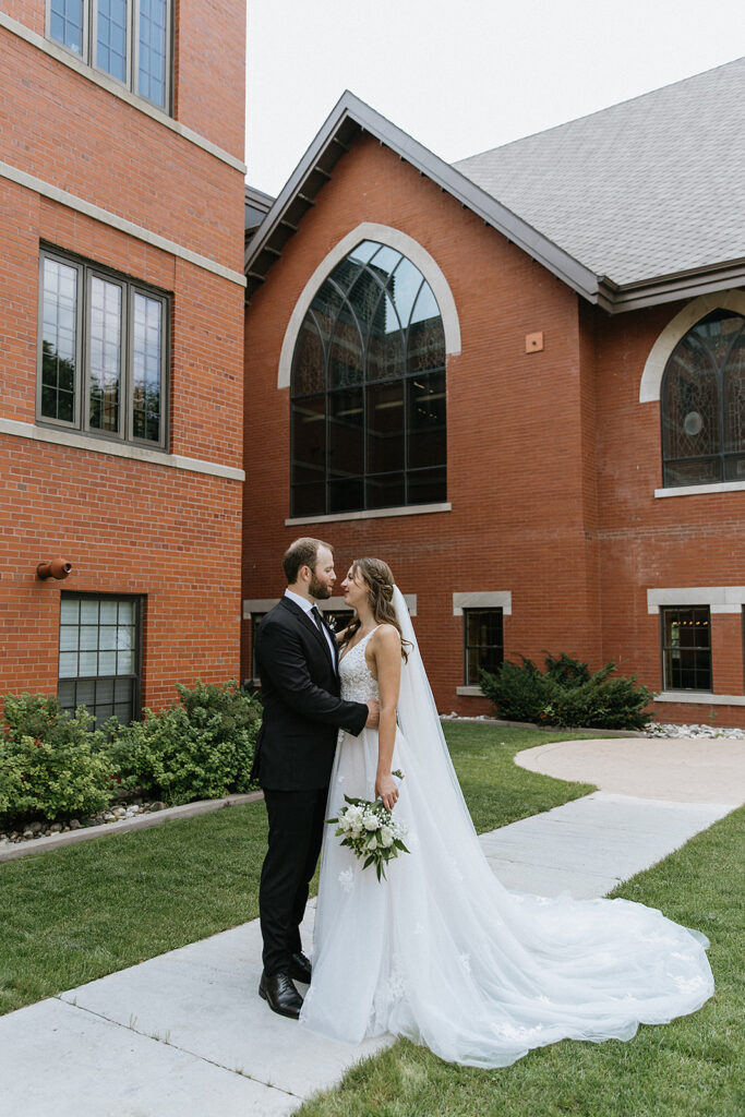 Picture of the newlyweds kissing