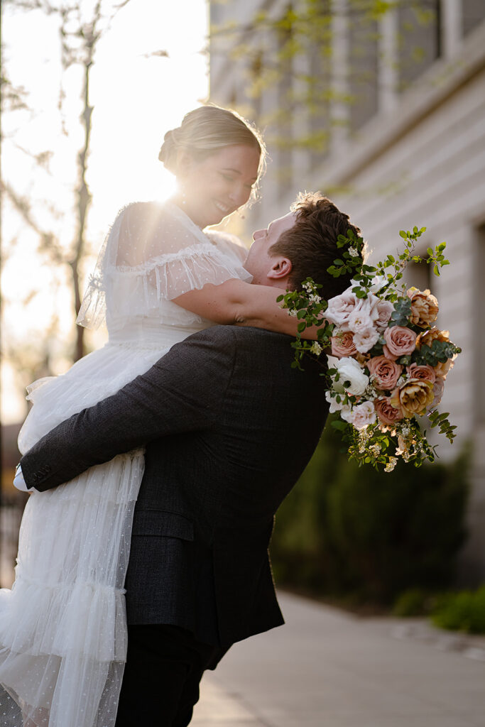 golden hour bridal portraits