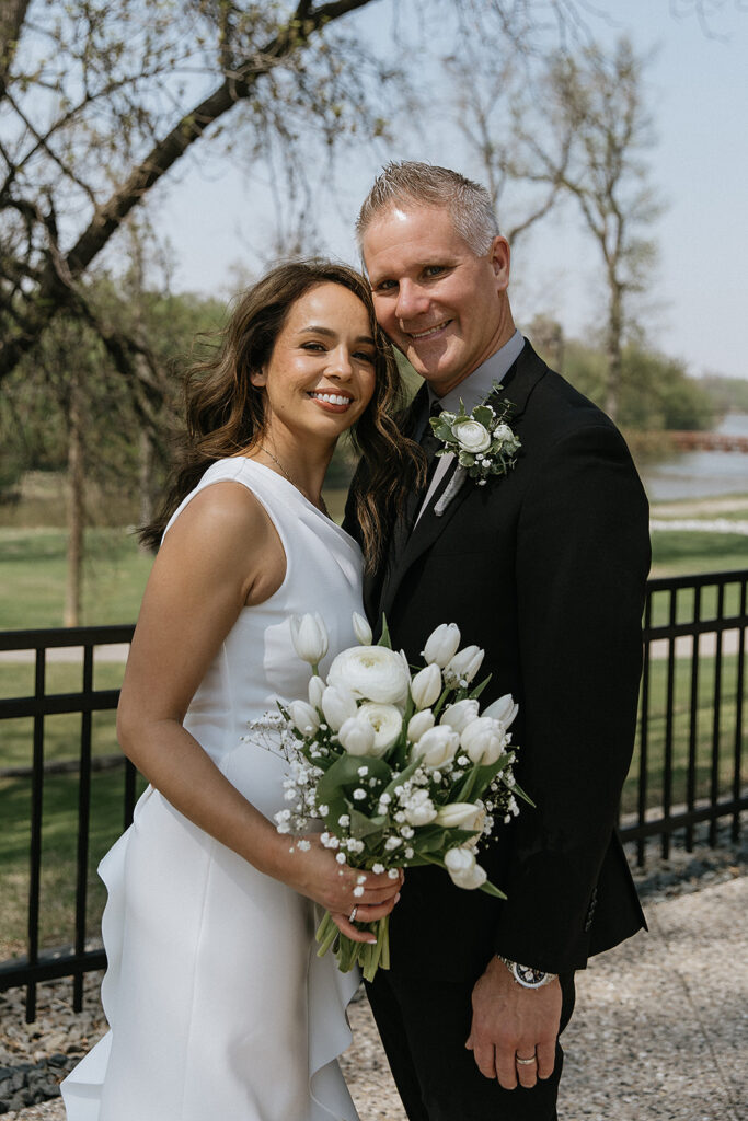bride and groom at their dream spring wedding in ND
