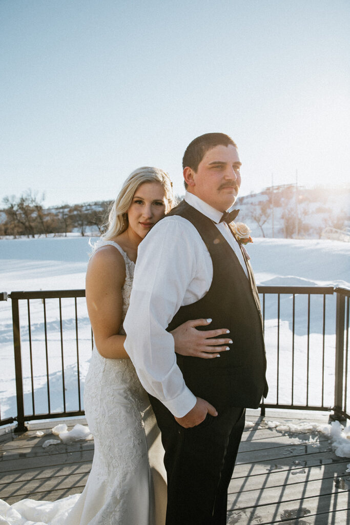 couple hugging during their bridal portraits