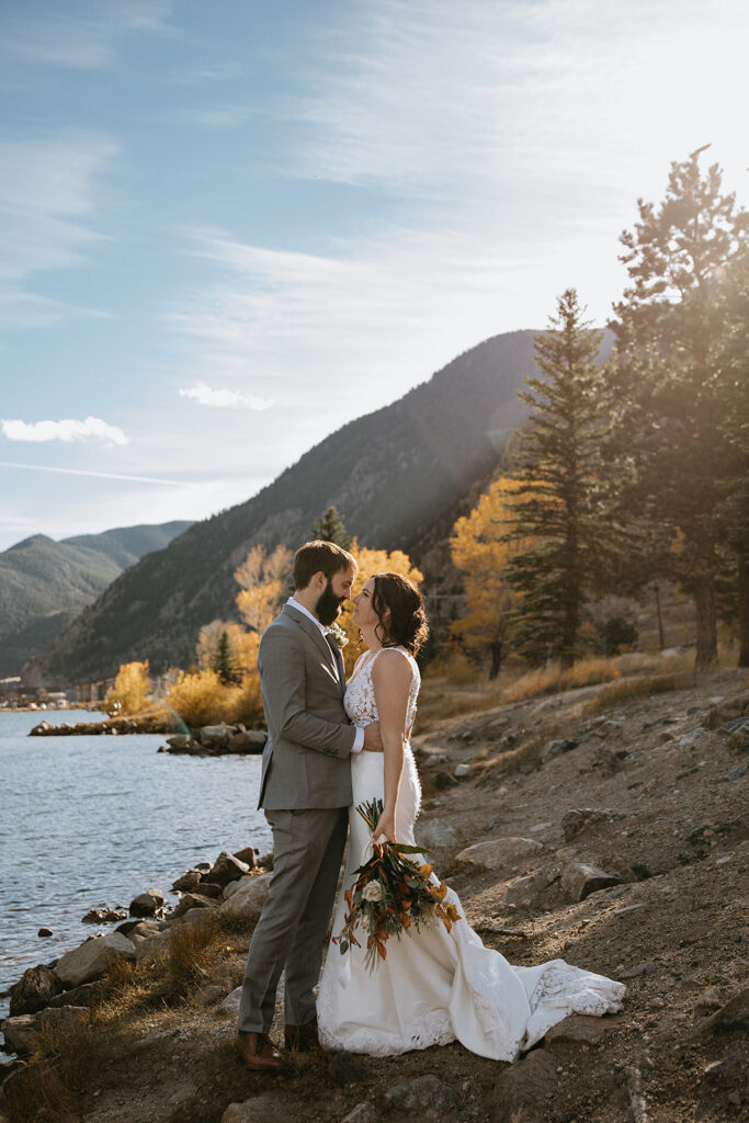 Golden hour bridal portraits in Colorado