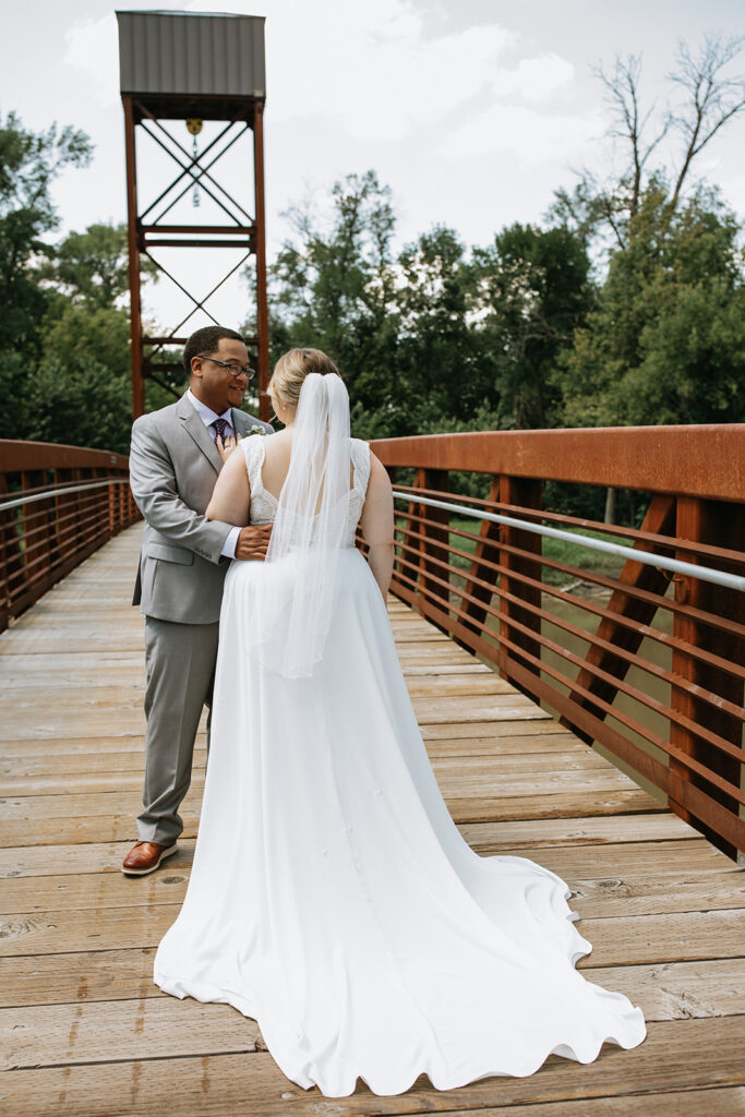 cute picture of the newlyweds hugging