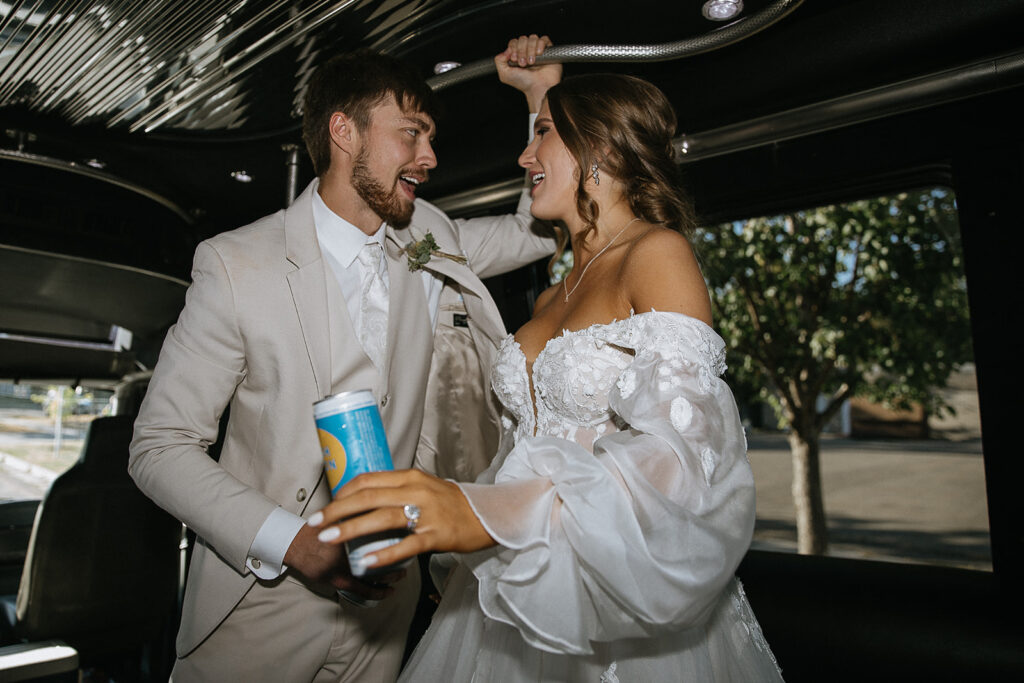 couple heading to their reception