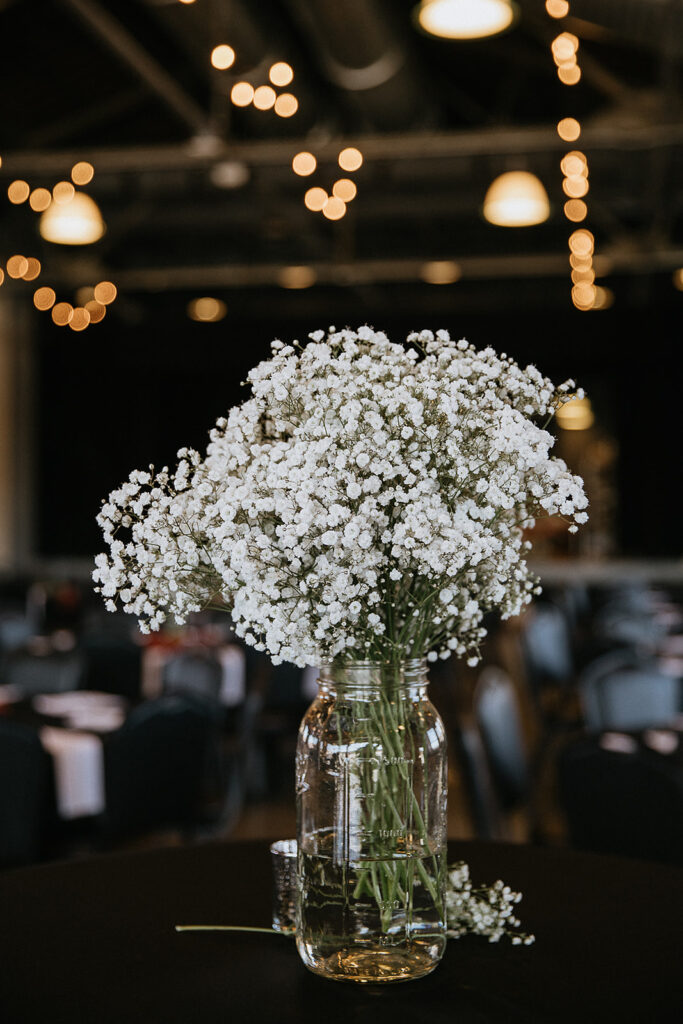 cute table centerpieces at the wedding reception