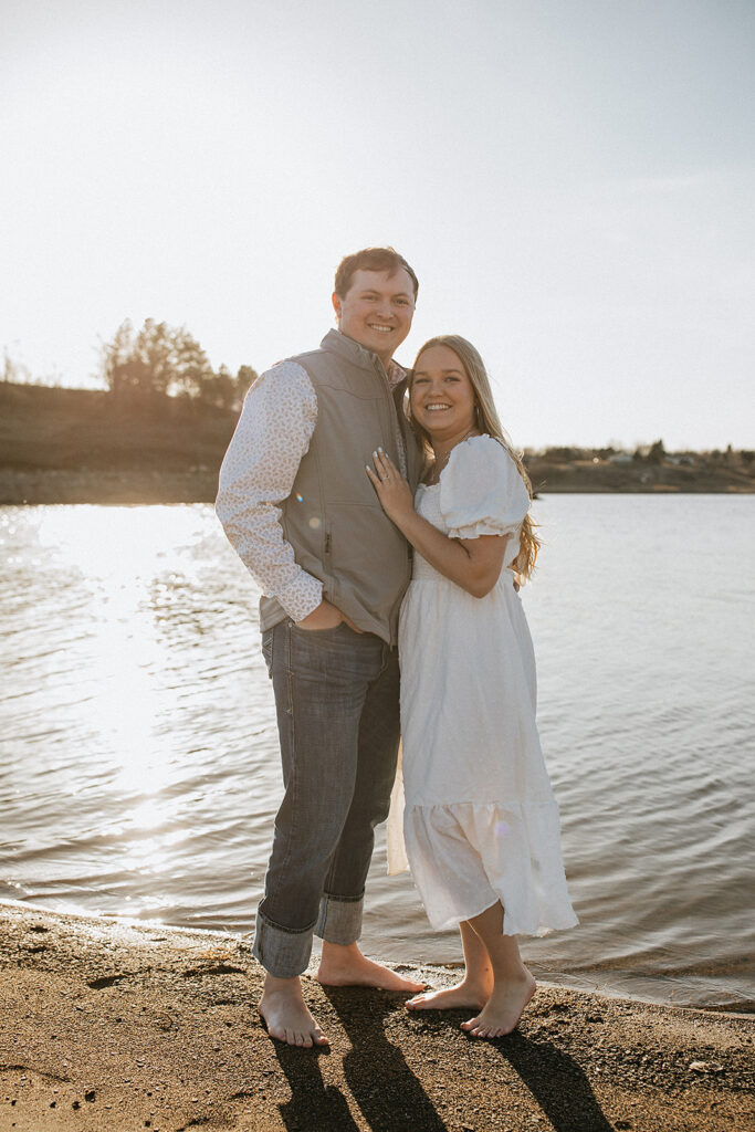 golden hour couple session by the lake