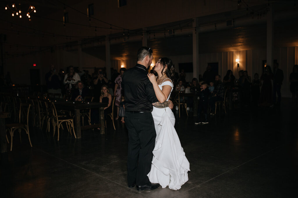 newlyweds dancing at their reception party