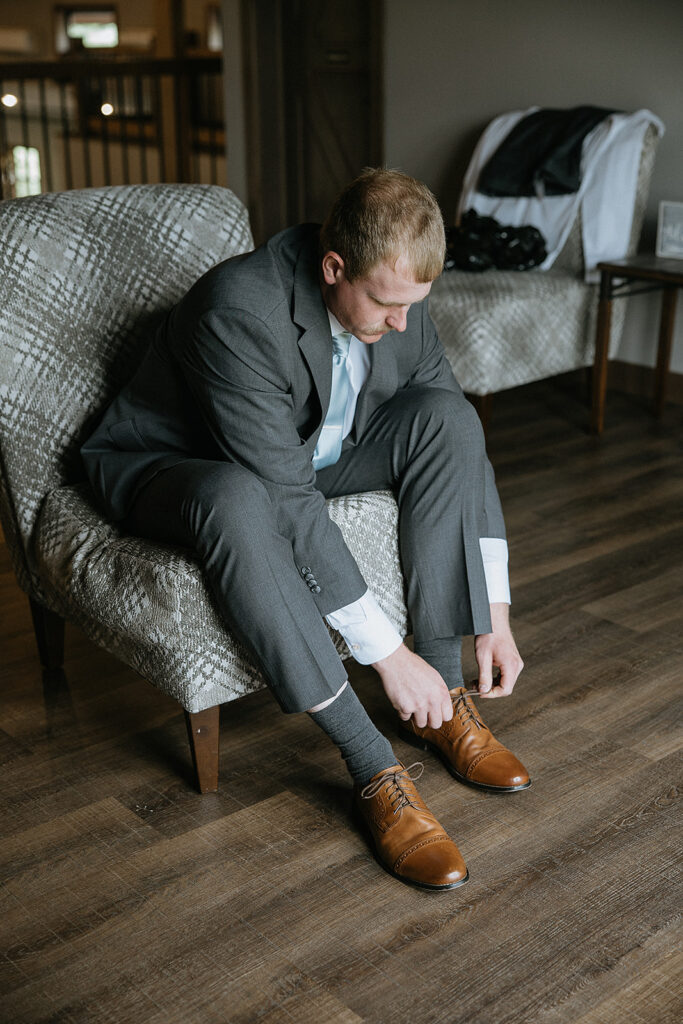 Groom before heading to his wedding ceremony
