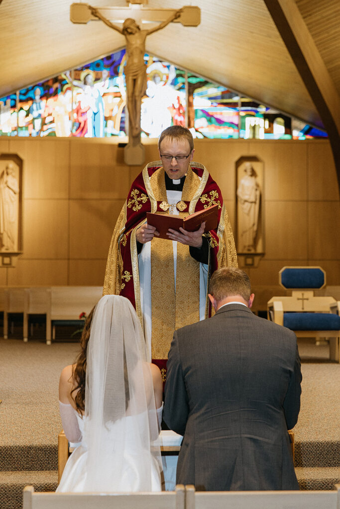 Bride and groom at their dream intimate wedding ceremony