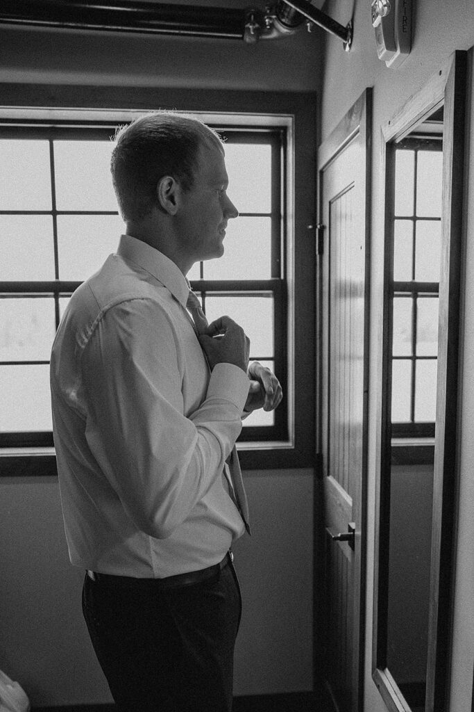Groom getting ready for his wedding ceremony