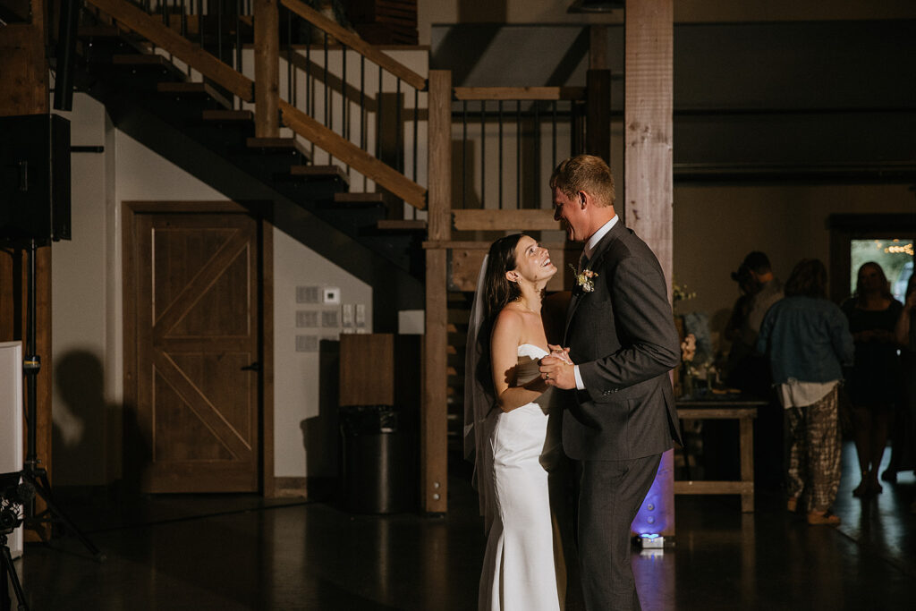 Cute picture of the newlywed smiling at each other