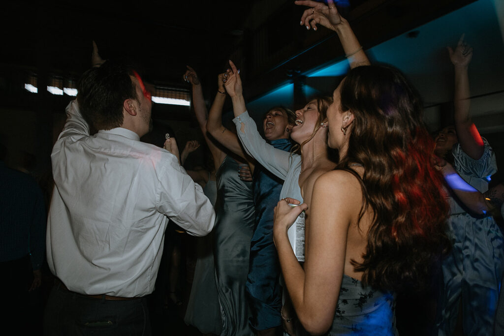 Wedding guests having the best time at the reception party