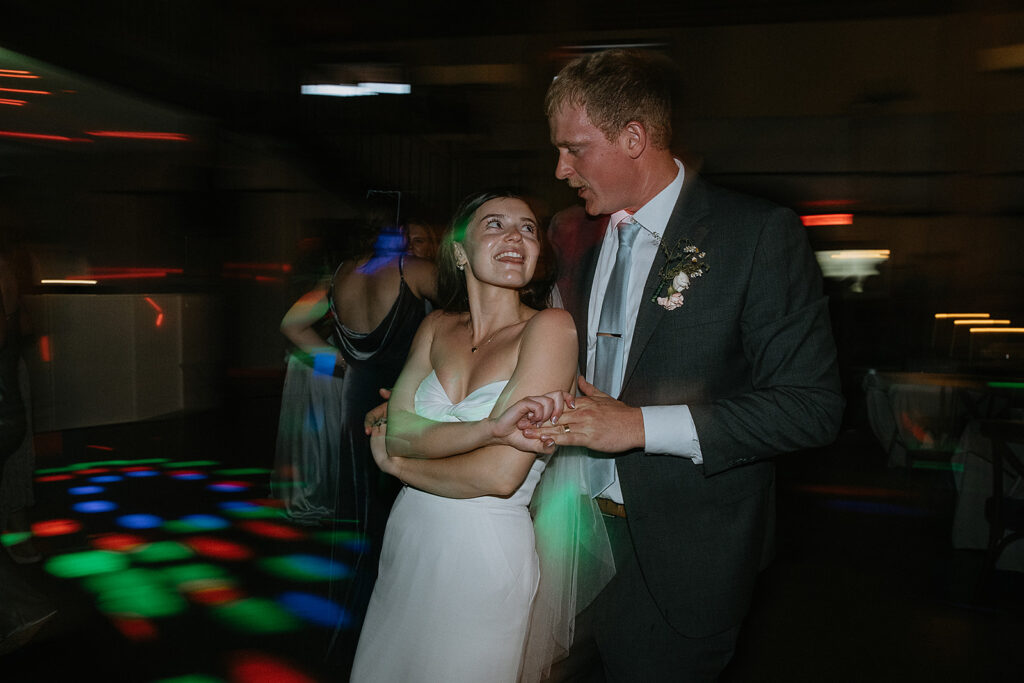 Happy couple at their dream wedding reception party