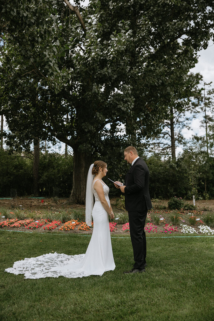 Cute picture of the bride and groom at their private vows