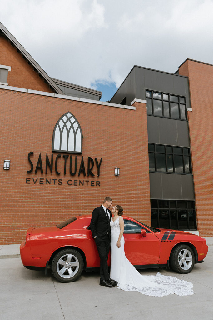 Cute picture of the bride groom at their dream wedding venue in Fargo