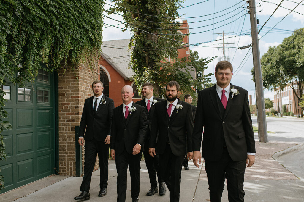 Feng picture of the groom and his friends before the ceremony