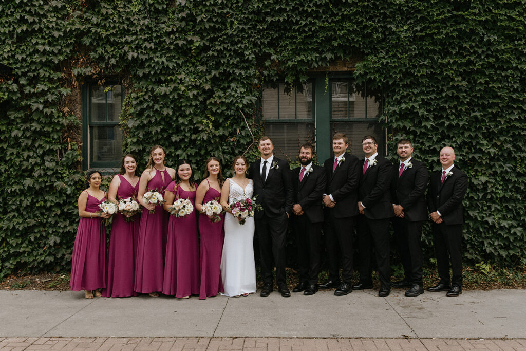 Cute picture of the bride and groom with their bridal party