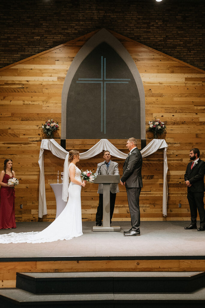 Bride and groom at their intimate wedding ceremony