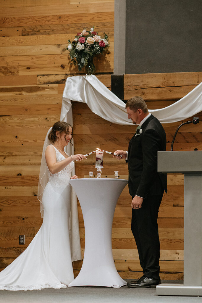 Happy couple at their dream wedding ceremony in Fargo