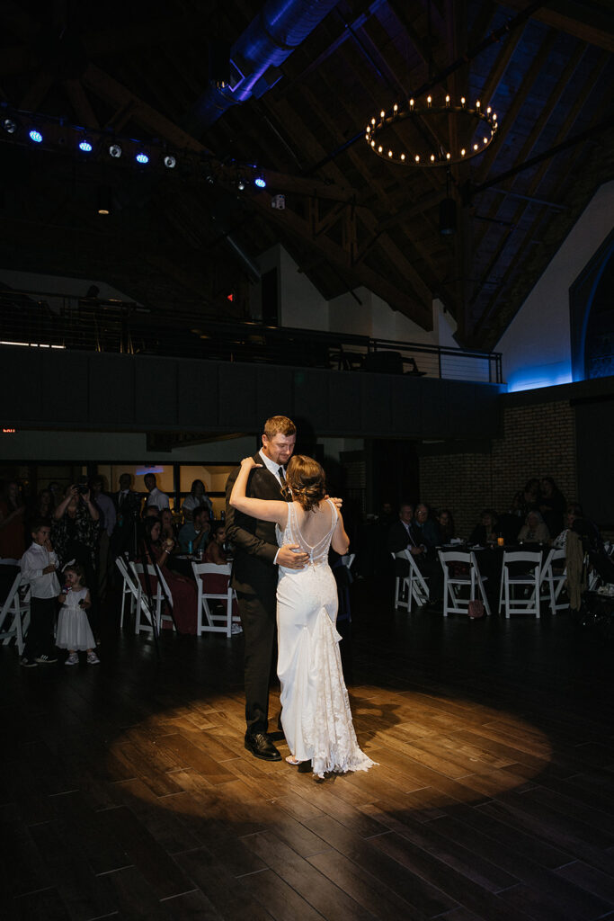Cute picture of the bride and groom dancing