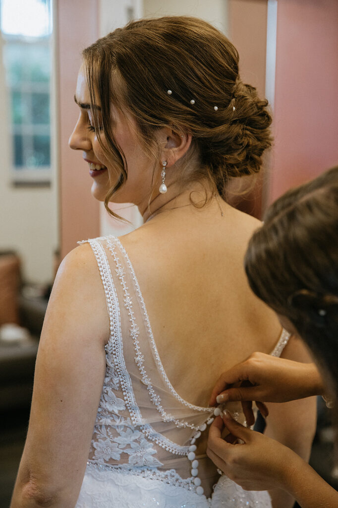 Cute picture of the bride getting ready for her dream wedding