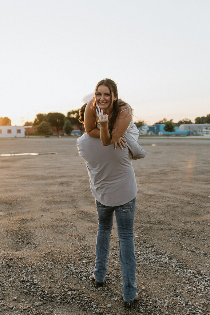 fun picture of the newly engaged couple