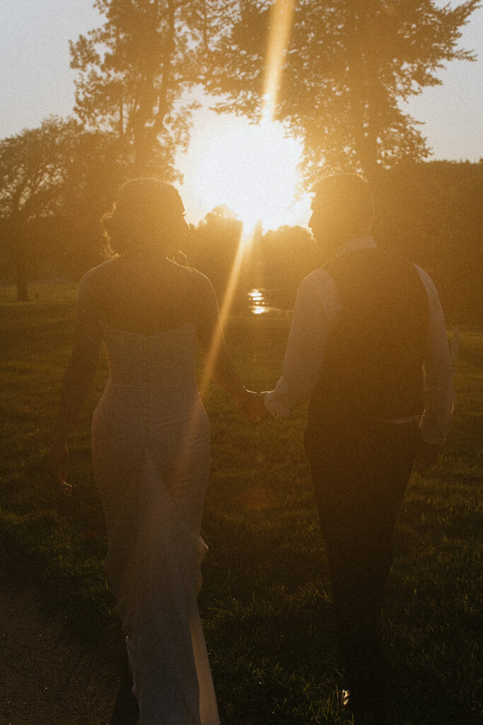 golden hour bridal portraits