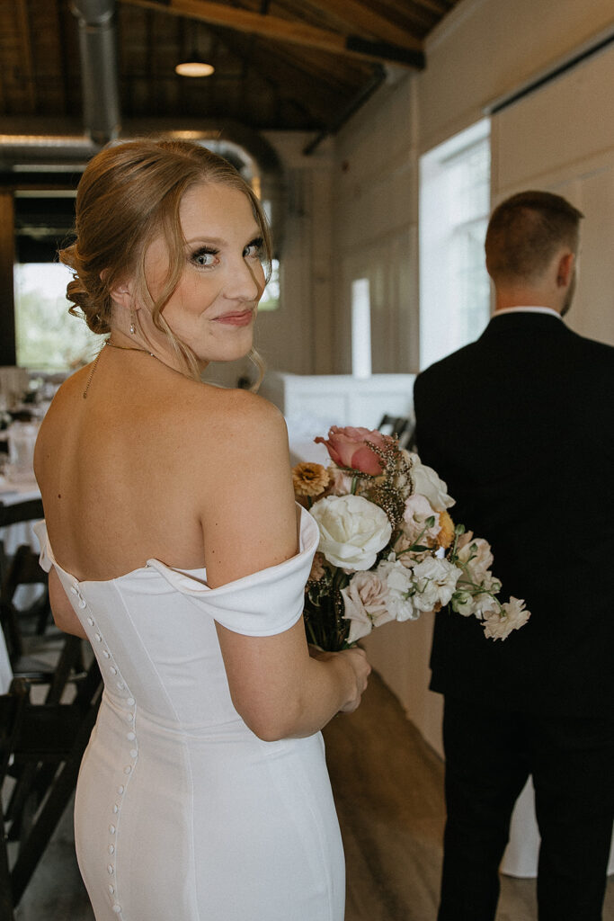 bride and groom at their first look