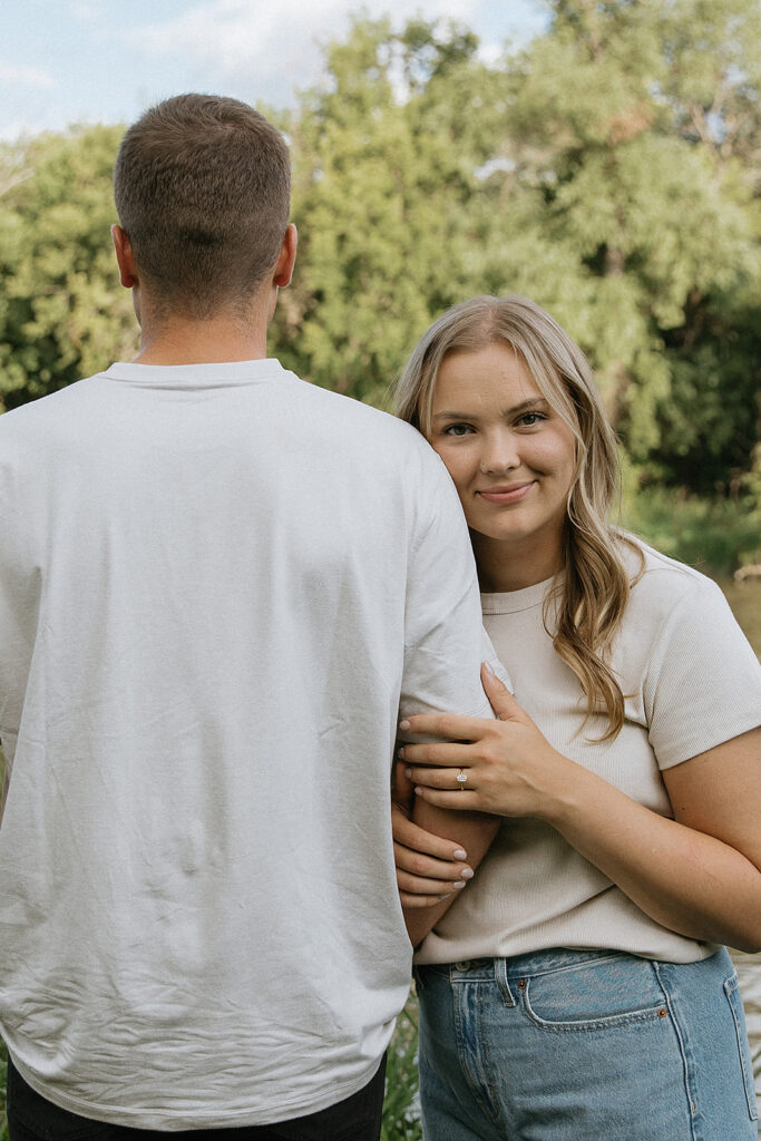 Dreamy Golden Hour Engagement in Fargo at Lions Conservancy Park