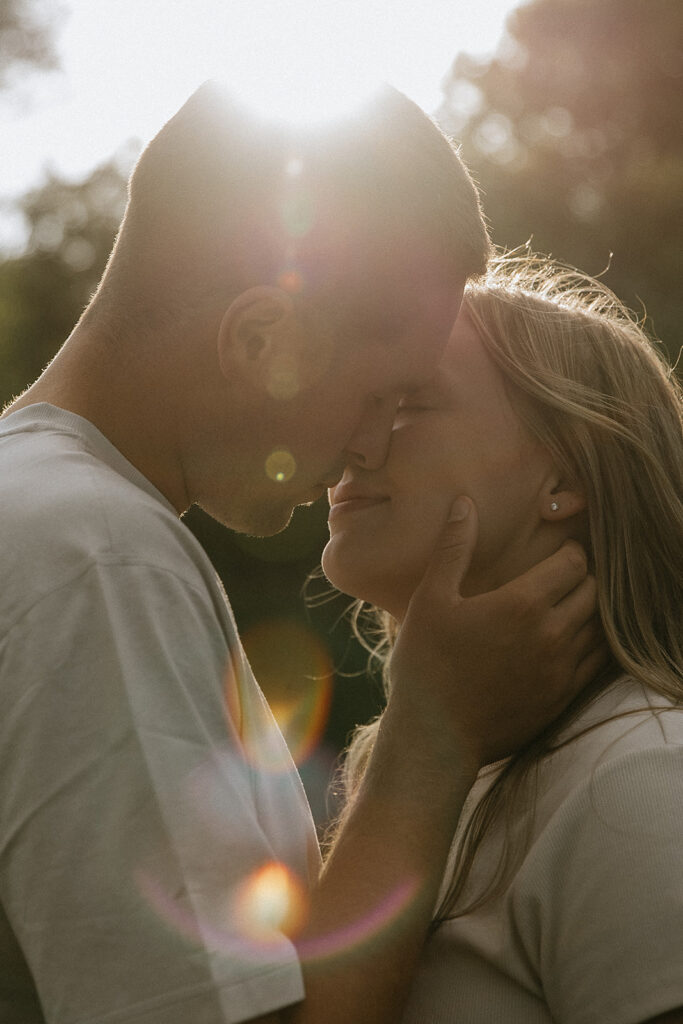 Couple golden hour photos in North Dakota