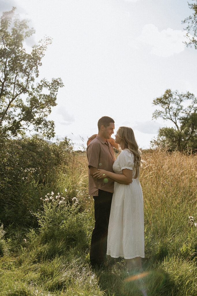 golden hour couple portraits in fargo