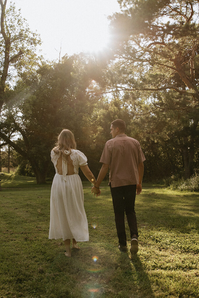 Dreamy Golden Hour Engagement in Fargo at Lions Conservancy Park