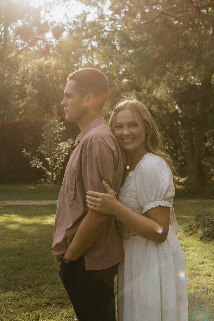 Golden hour engagement photos in Fargo