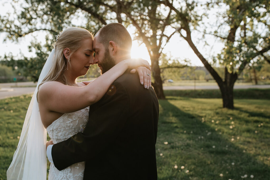 cute picture of the newlyweds hugging