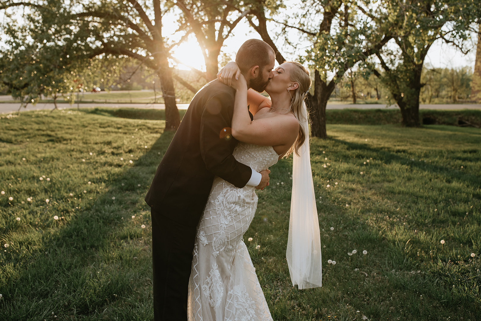 golden hour bridal session in North Dakota