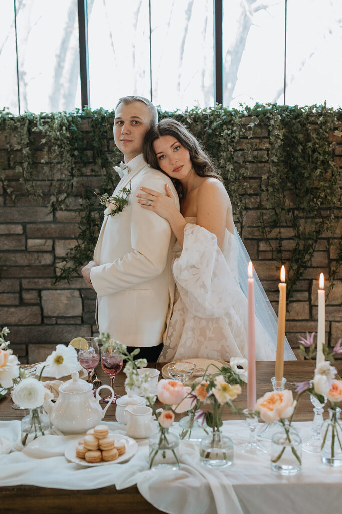 stunning picture of the newlyweds hugging