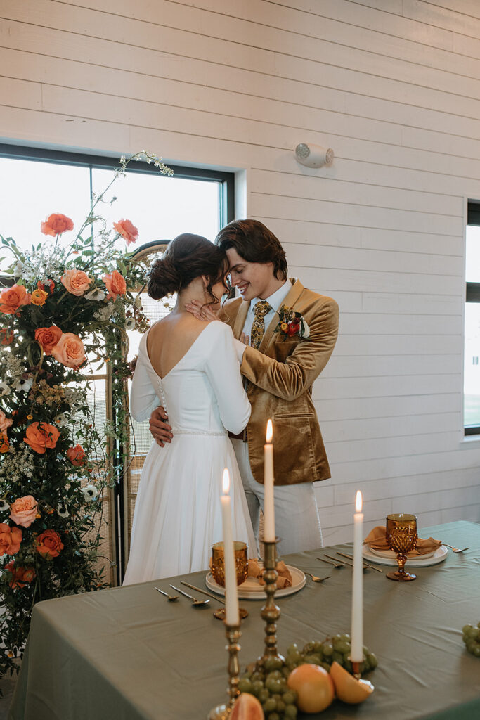 stunning picture of the newlyweds kissing