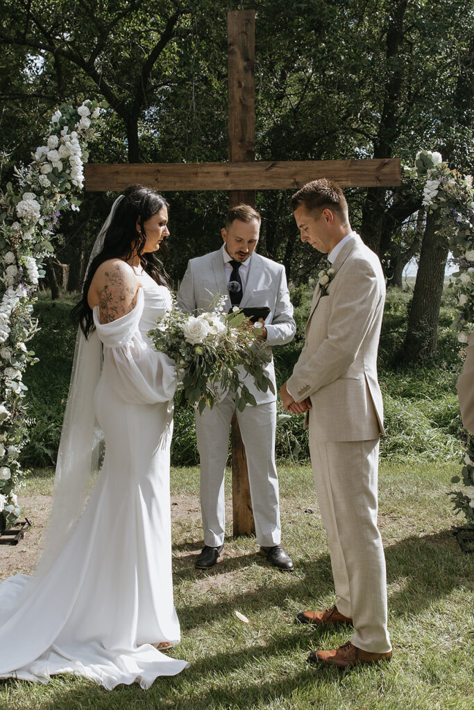bride and groom at their intimate wedding ceremony 