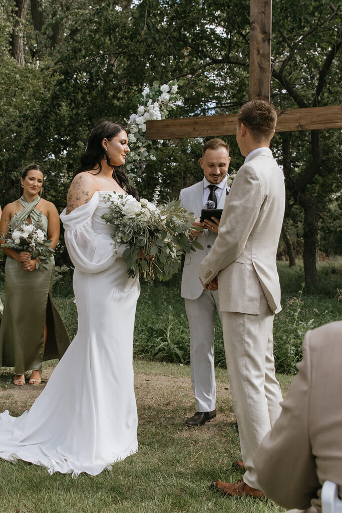 cute couple at their intimate wedding ceremony