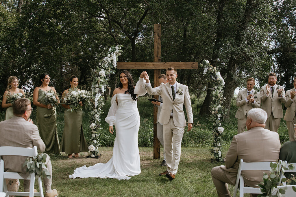 newlyweds heading to their reception