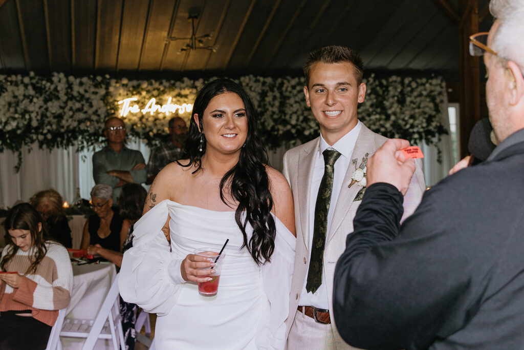 newlyweds at their wedding reception