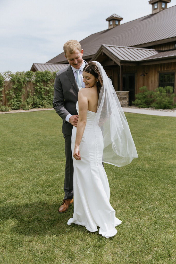 stunning portrait of the bride and groom during their golden hour bridal portraits