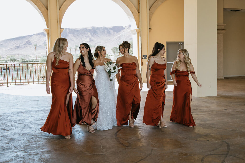 cute portrait of the bride and her bridesmaids
